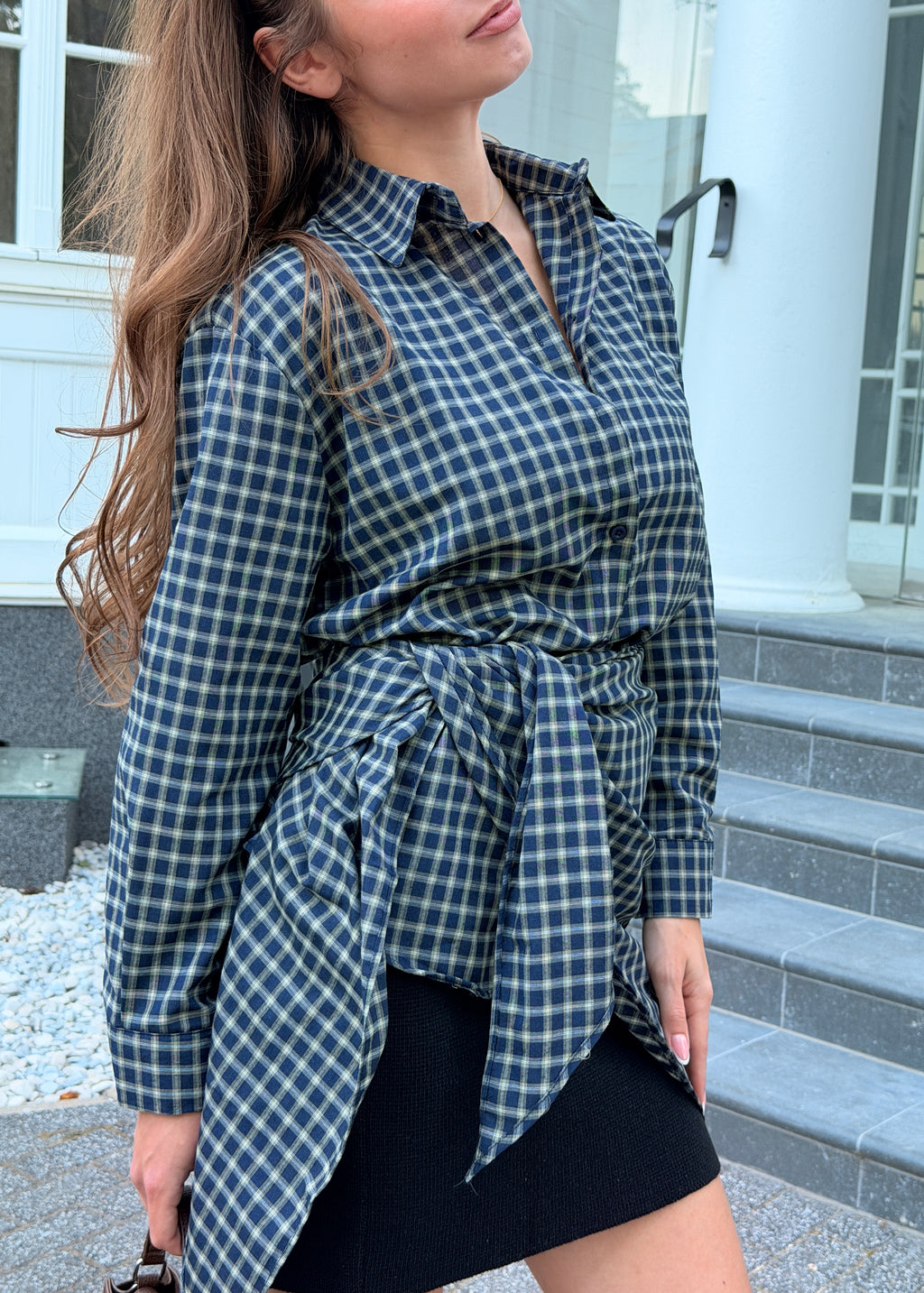 Oversized Plaid Shirt Dress