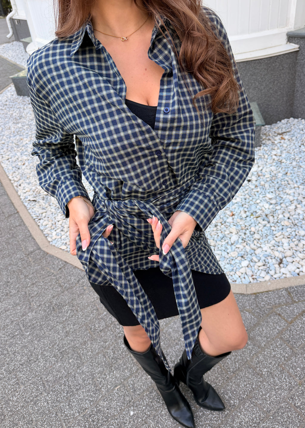 Oversized Plaid Shirt Dress