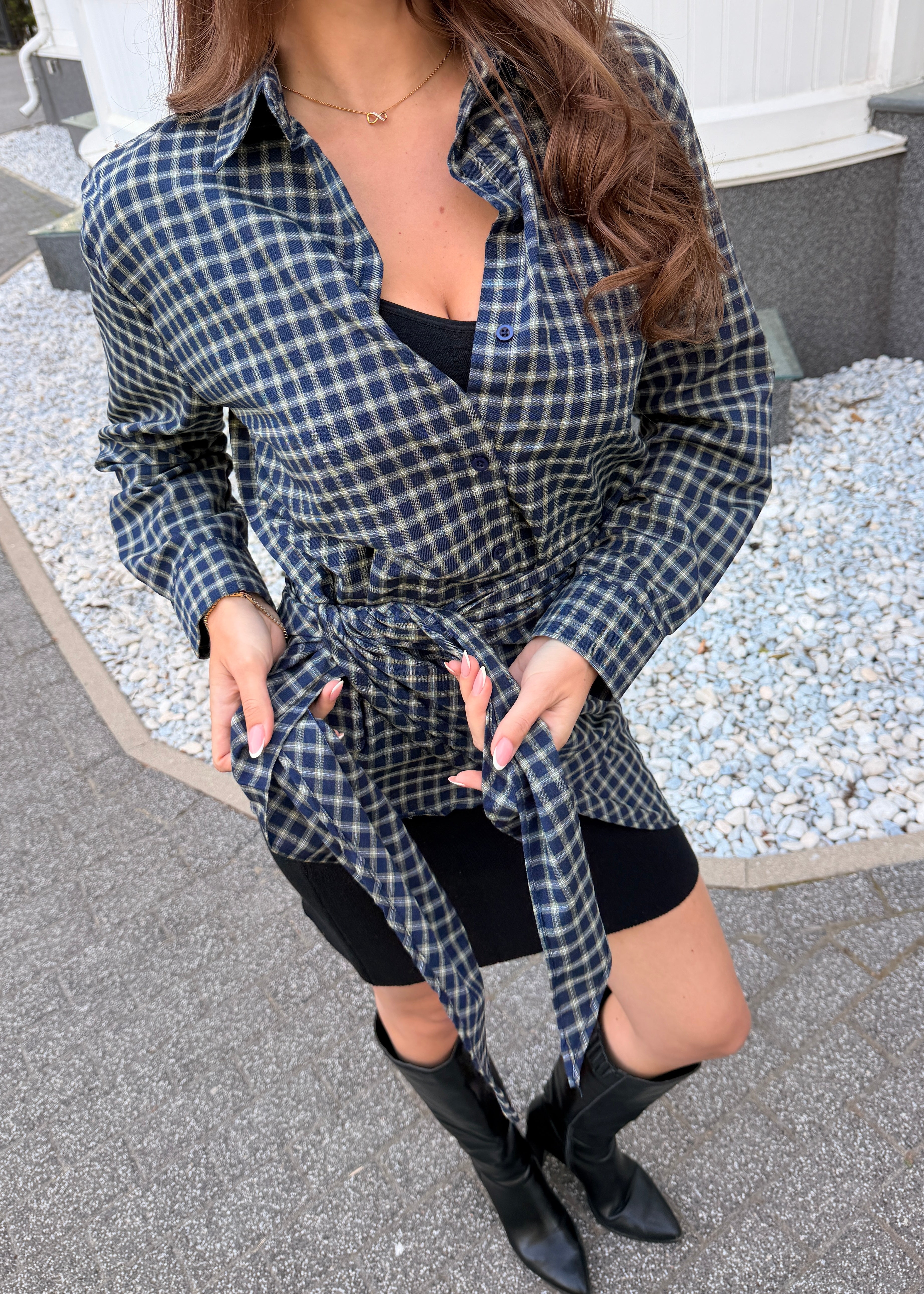 Oversized Plaid Shirt Dress