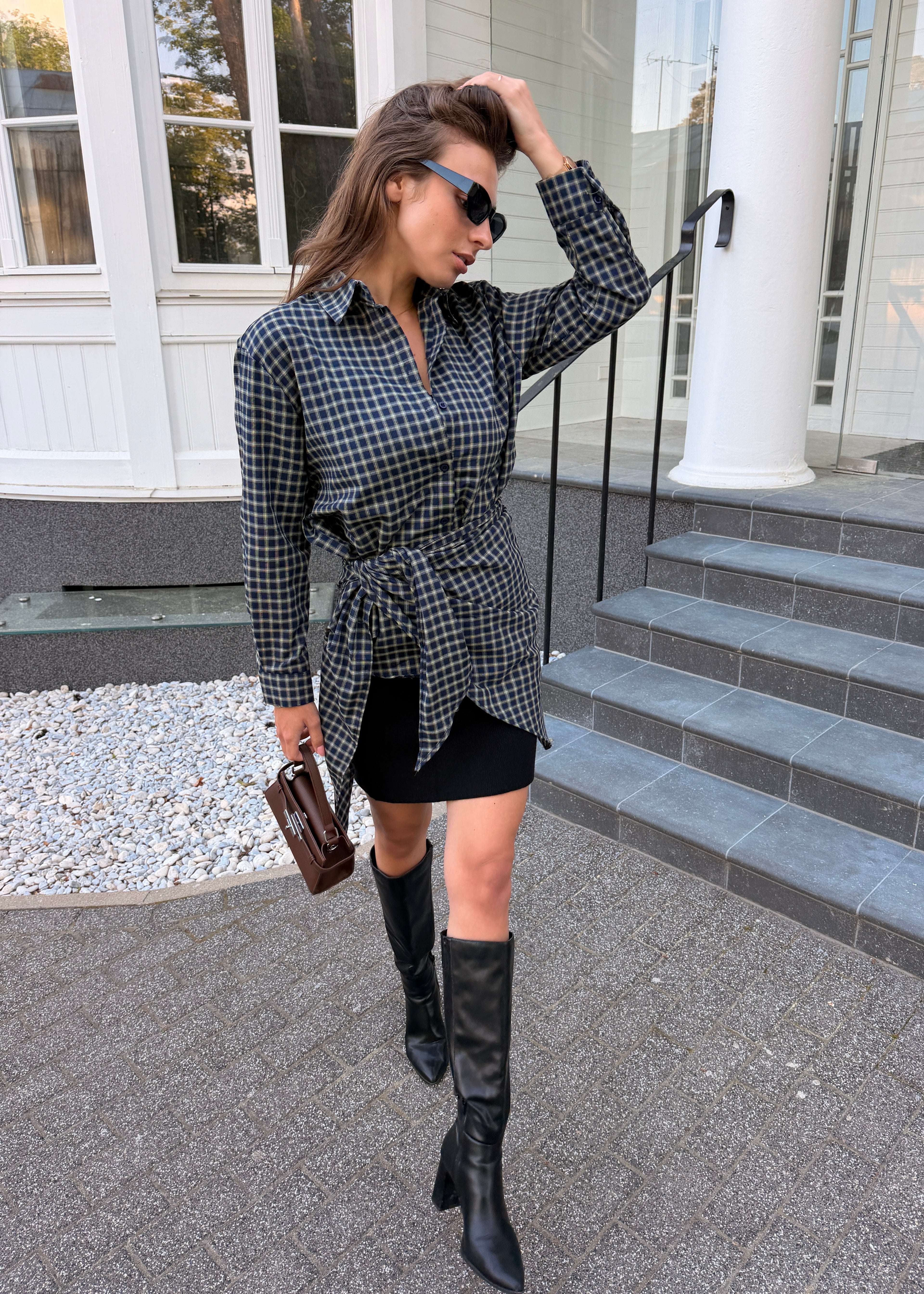 Oversized Plaid Shirt Dress